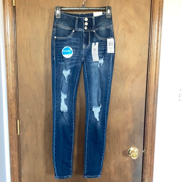 Wallflower sassy fit high rise skinny distressed jean size 0 - Picture 3 of 16